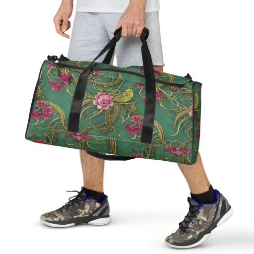 Verdigris Aviary on a Duffle Bag