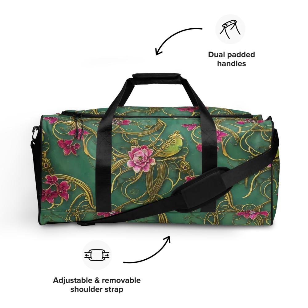 Verdigris Aviary on Duffle Bag — Front