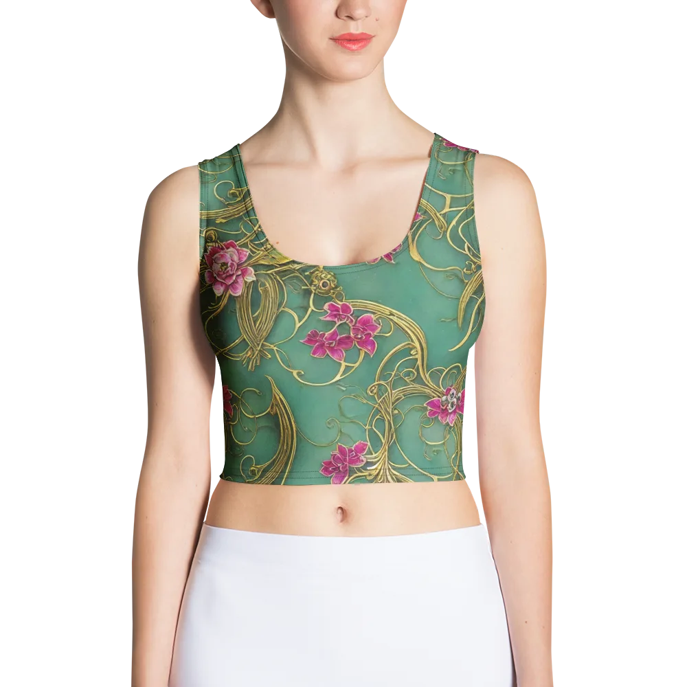 Verdigris Aviary on Crop Top — Front