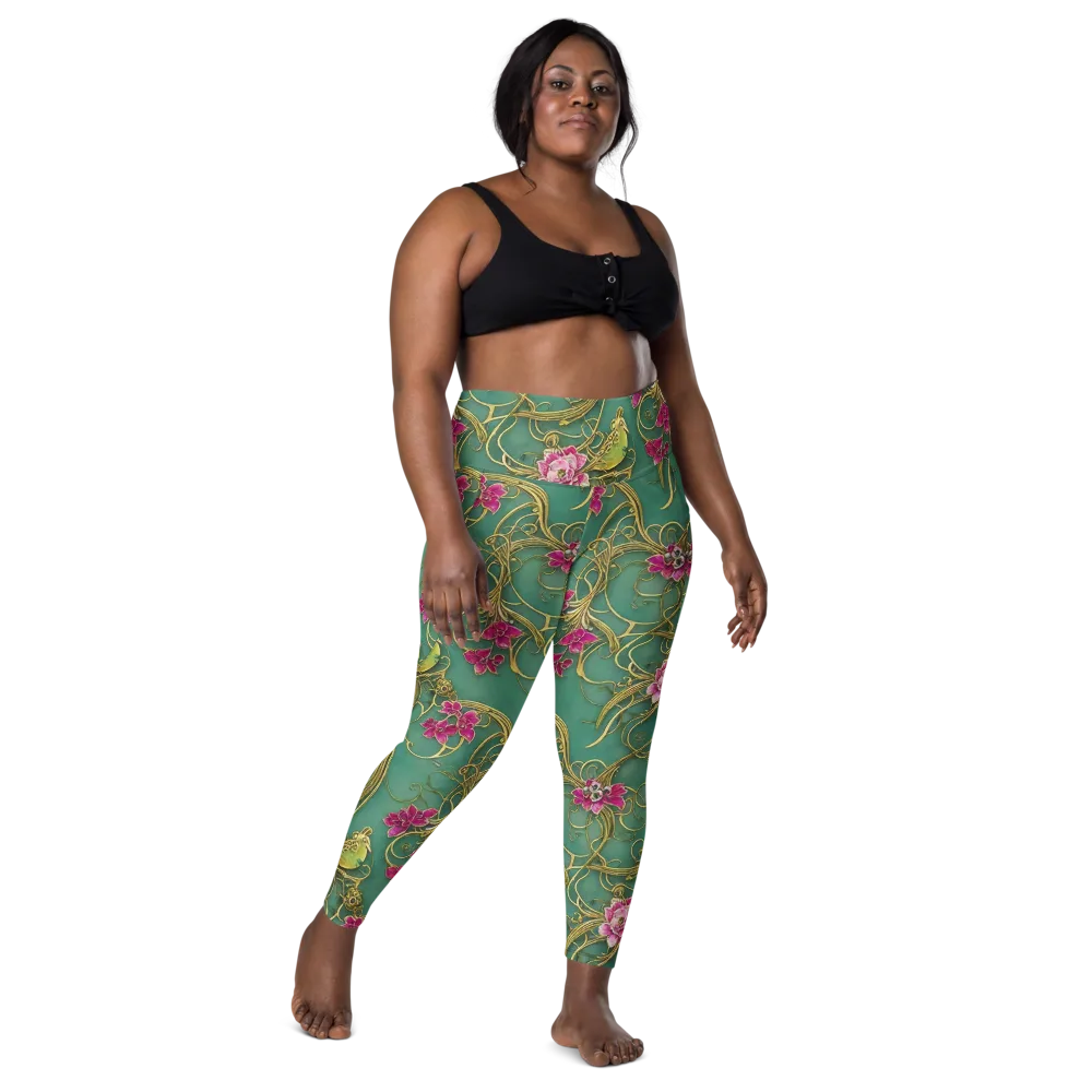Verdigris Aviary on Leggings with Pockets — Front