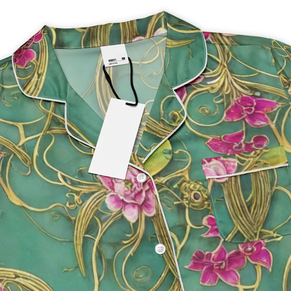 Verdigris Aviary on Women's Short Sleeve Pajama Top — Product details