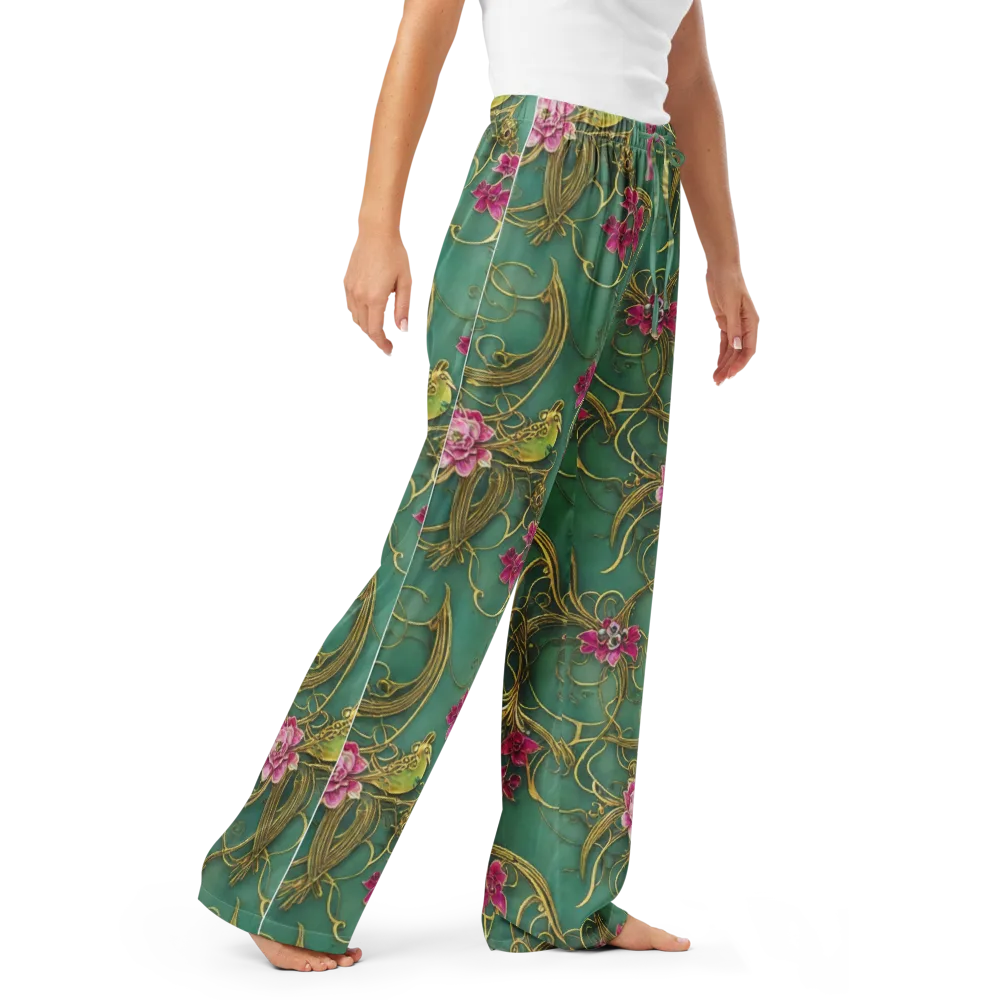 Verdigris Aviary on Women's Pajama Pants — Right Front