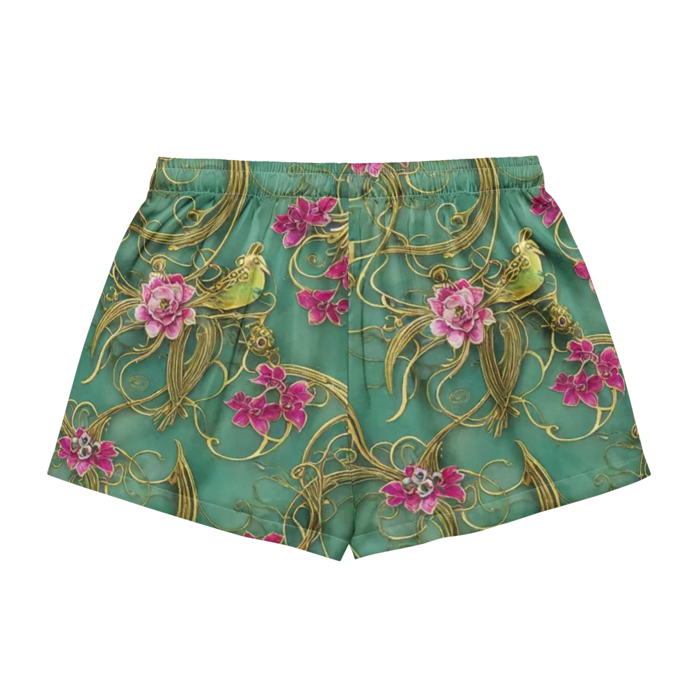Verdigris Aviary on Women's Pajama Shorts — Back