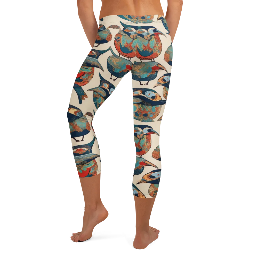 Ornithic Tapestry on Capri Leggings — Back