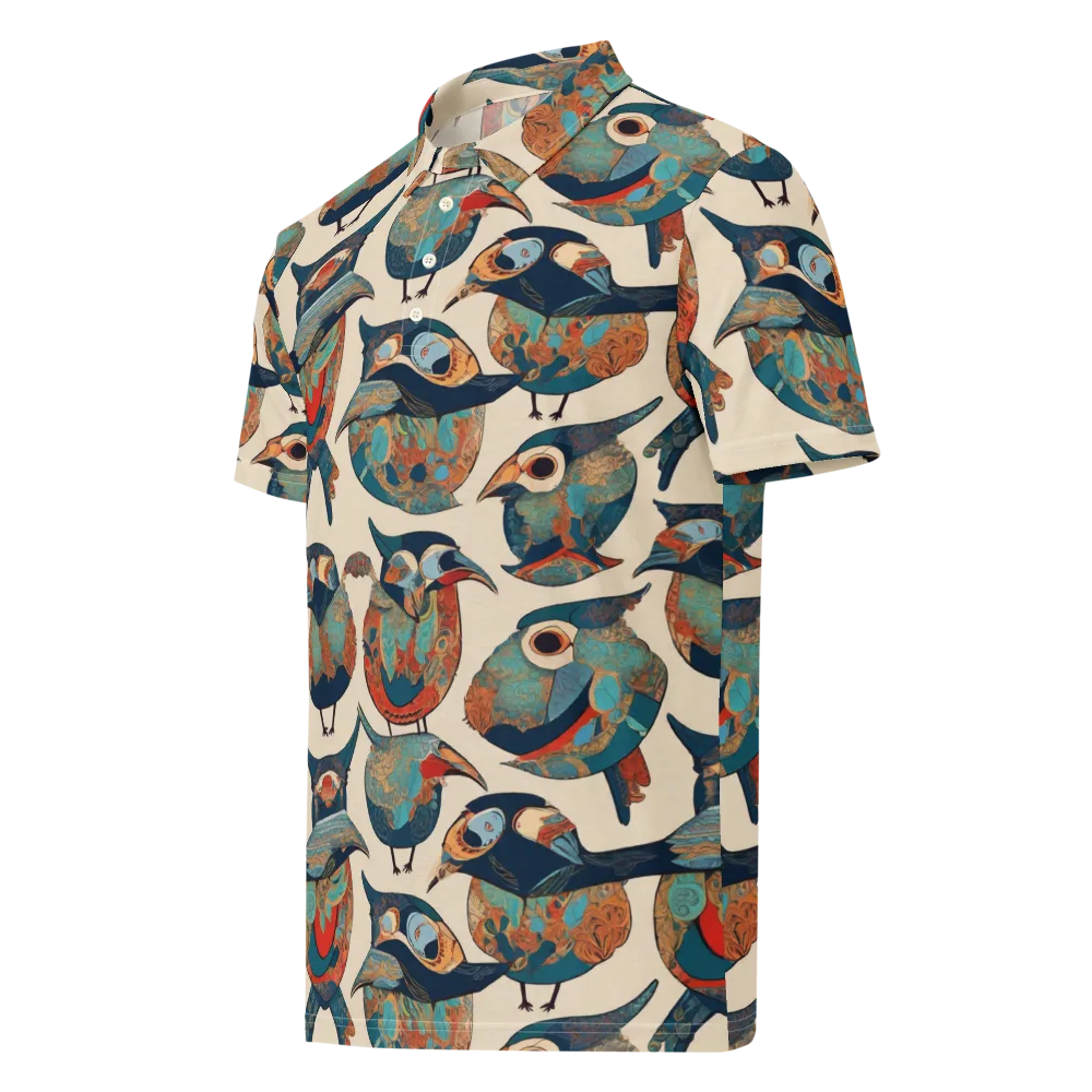 Ornithic Tapestry on Men's Slim Fit Polo Shirt — Left Front