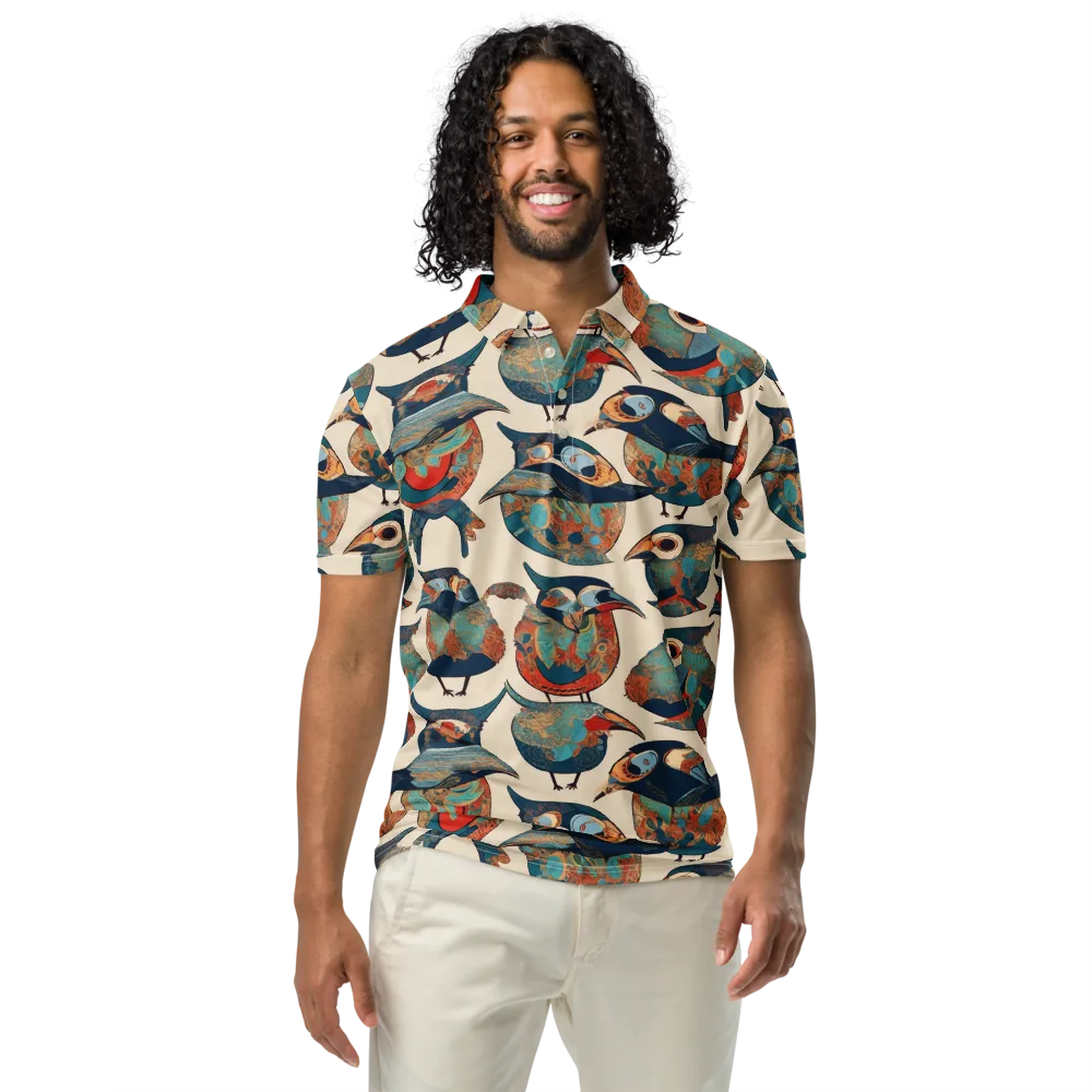 Ornithic Tapestry on Men's Slim Fit Polo Shirt — Front