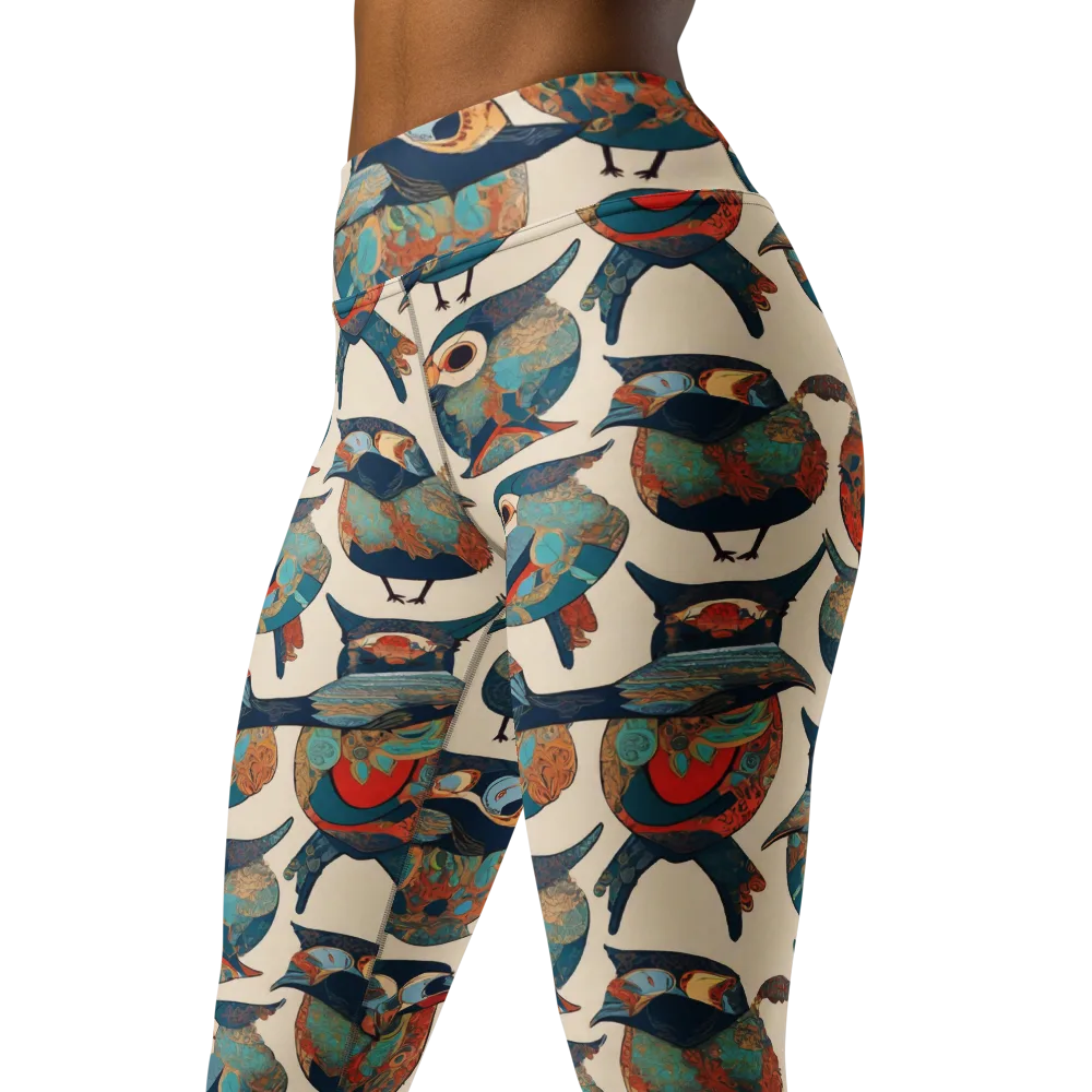 Ornithic Tapestry on Yoga Leggings — Left Front