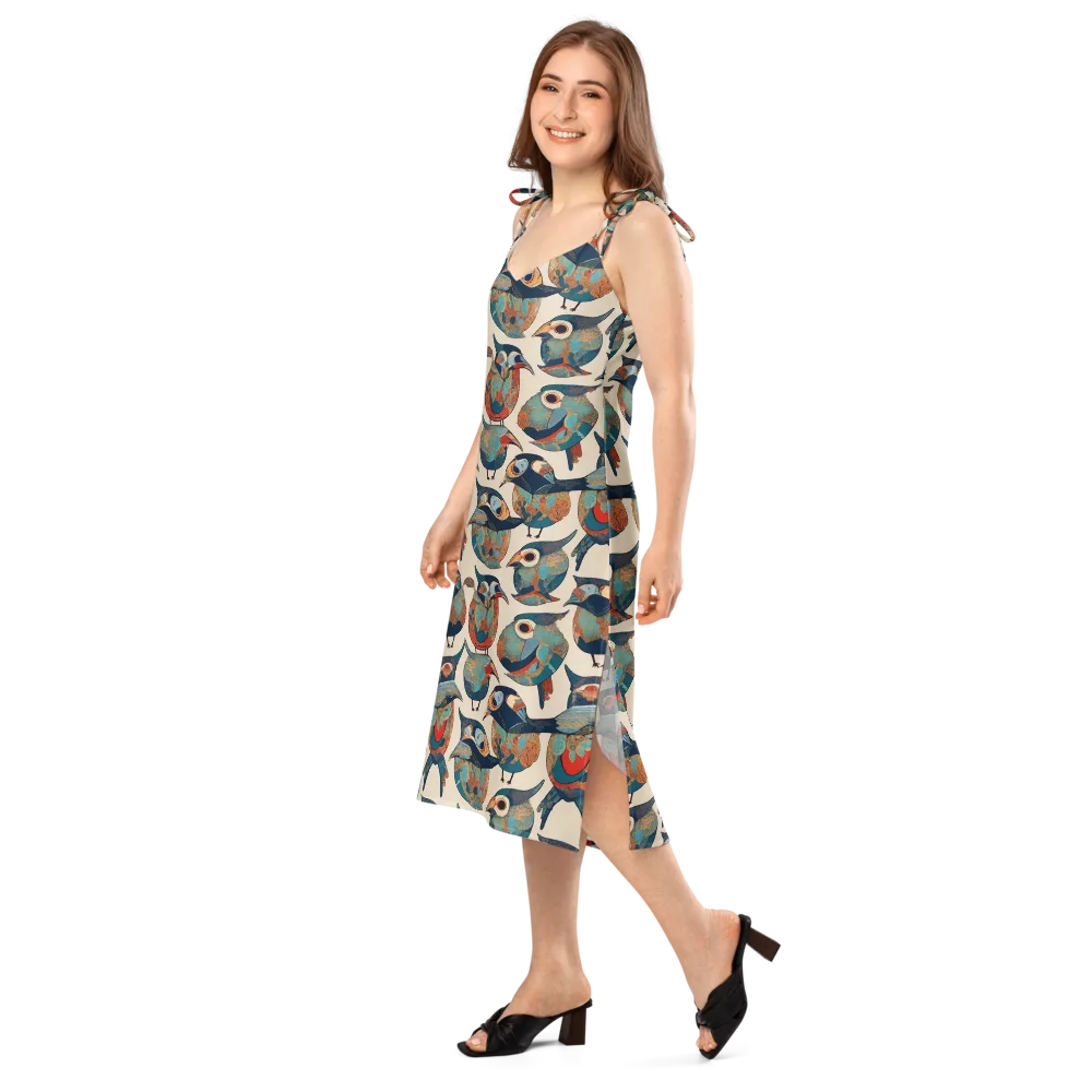 Ornithic Tapestry on Slip Dress — Left Front