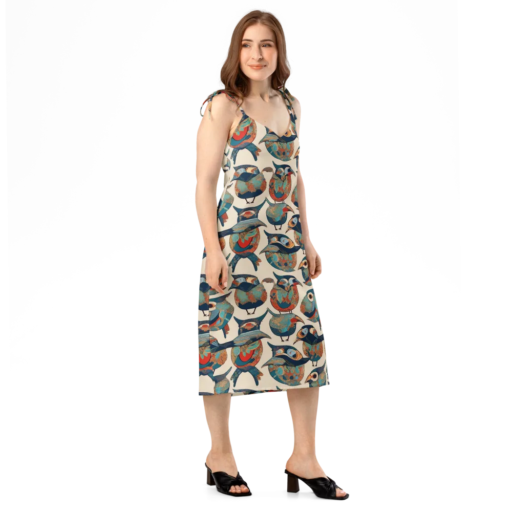 Ornithic Tapestry on Slip Dress — Right Front