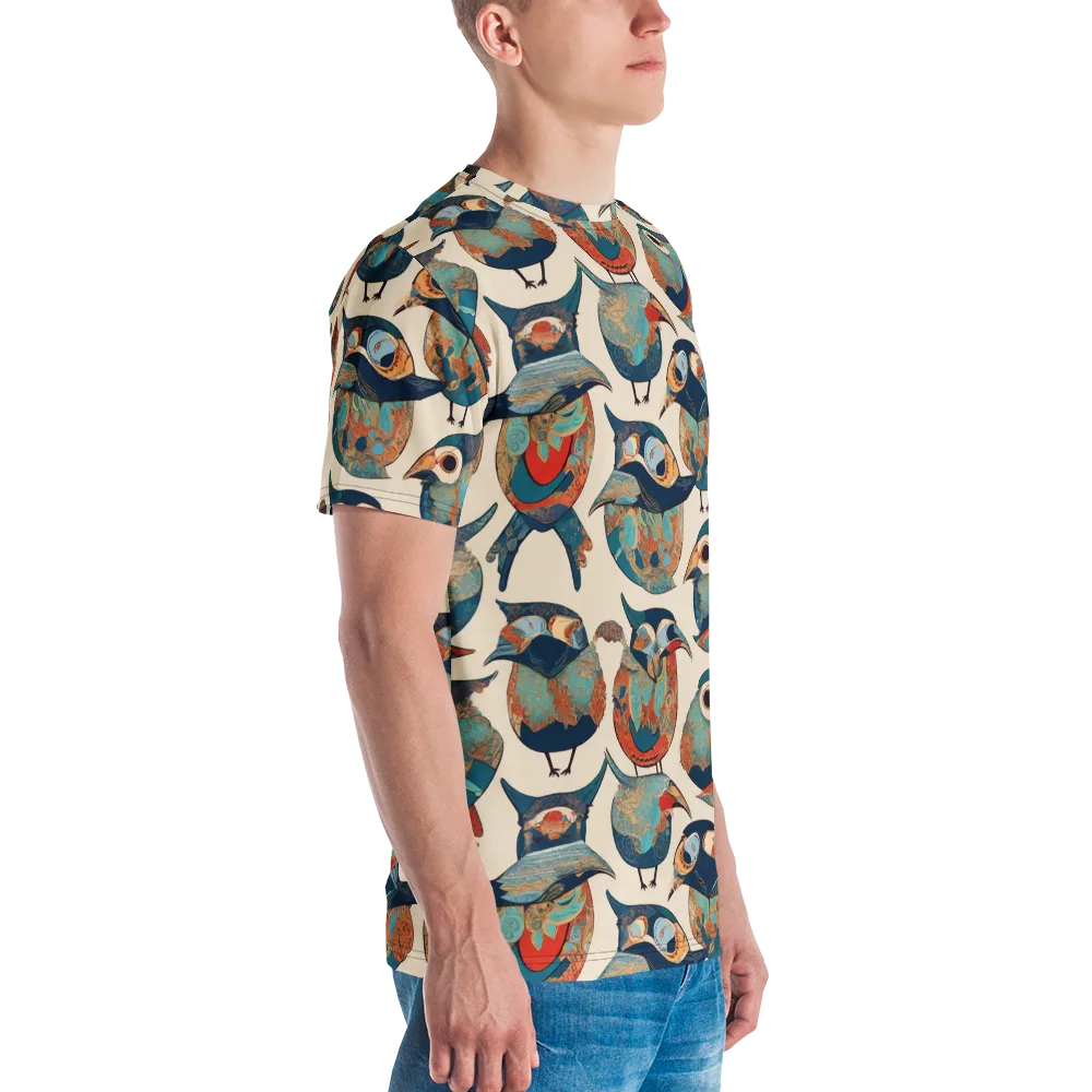 Ornithic Tapestry on Men's Crew Neck T-Shirt — Right