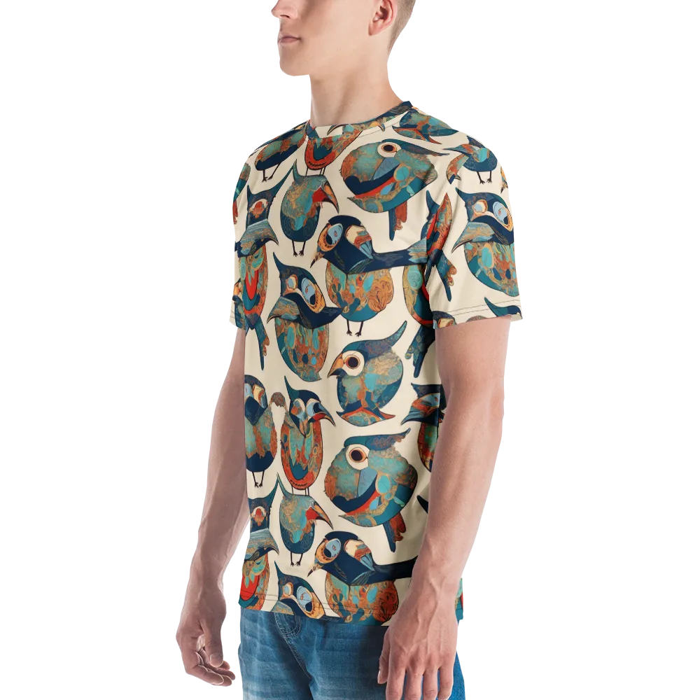 Ornithic Tapestry on Men's Crew Neck T-Shirt — Left