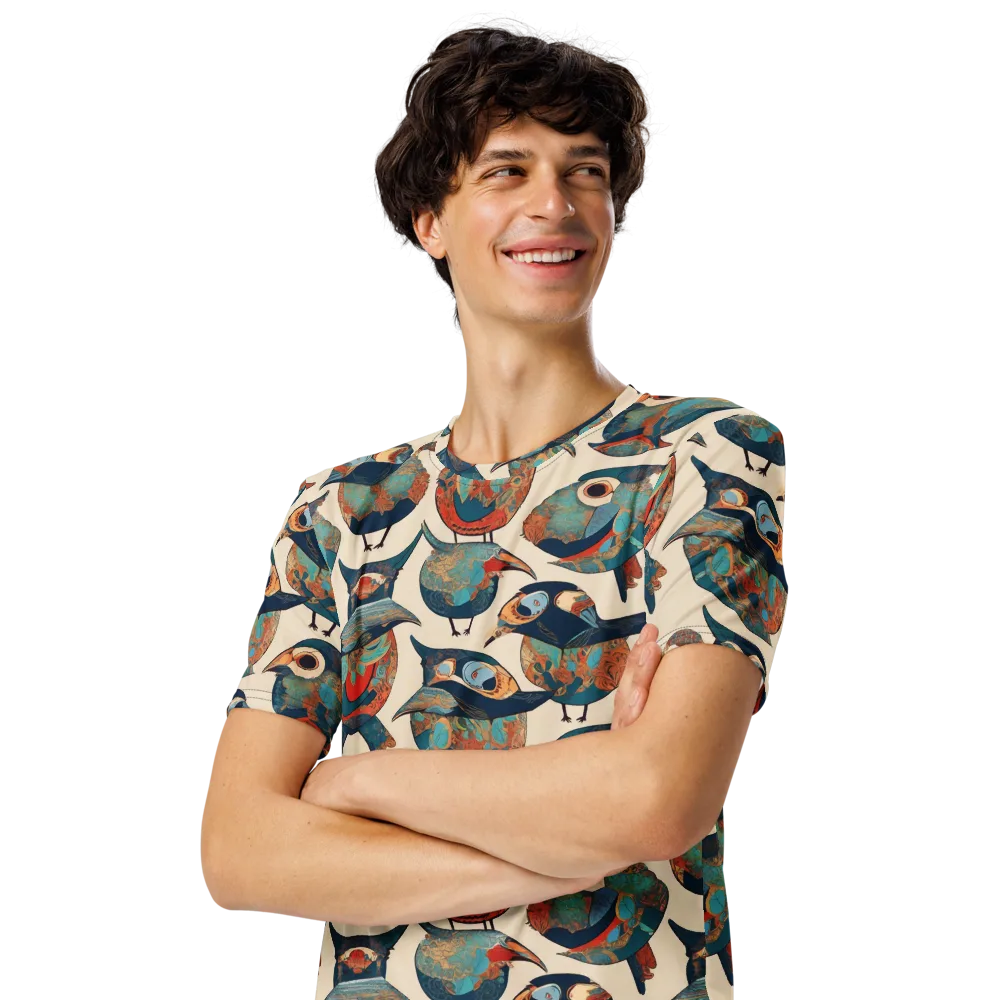 Ornithic Tapestry on Men's Crew Neck T-Shirt — Left Front