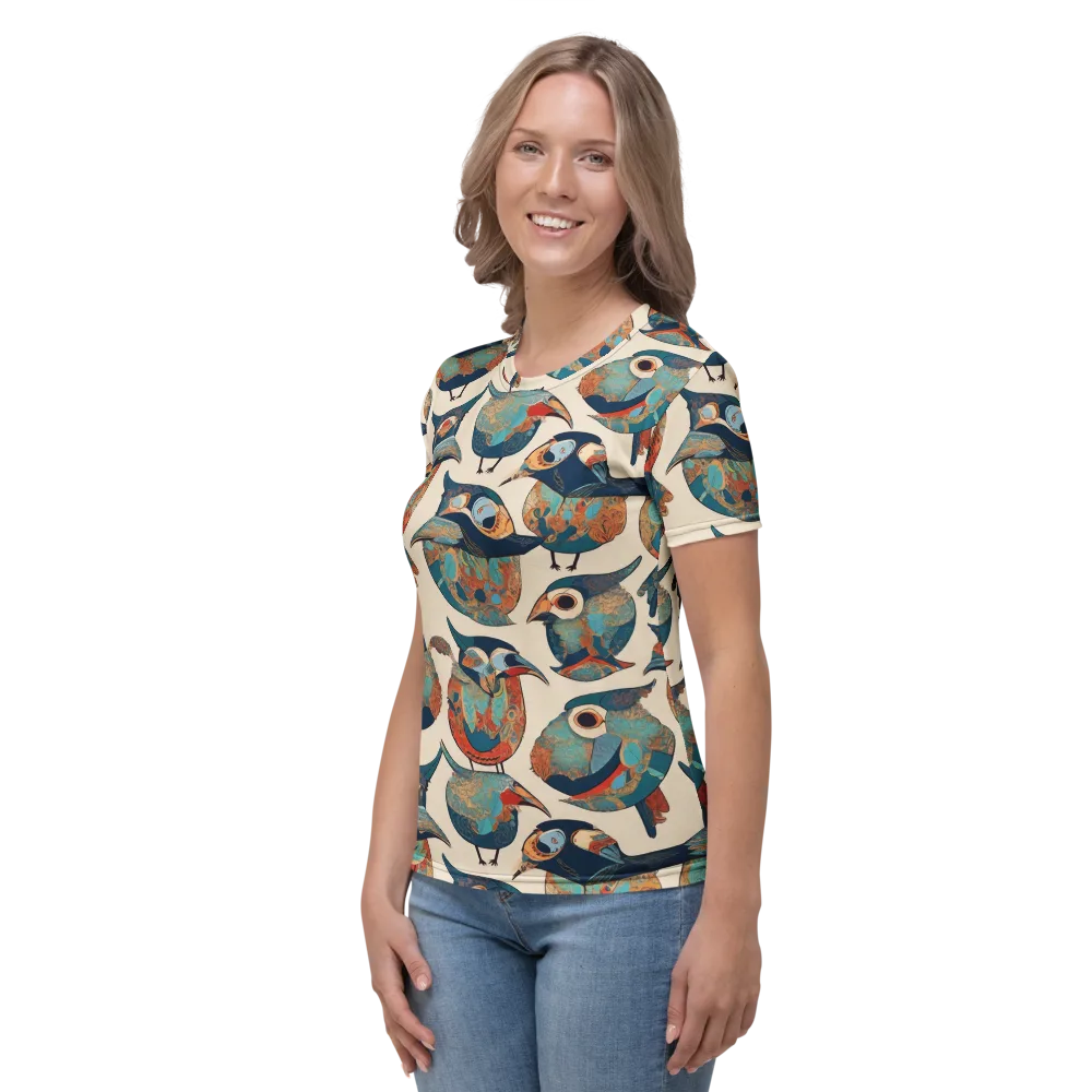 Ornithic Tapestry on Women's Crew Neck T-Shirt — Left
