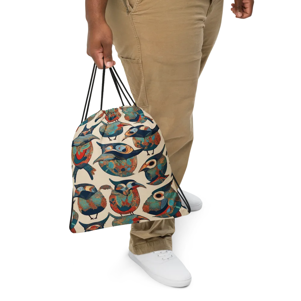 Ornithic Tapestry on Drawstring Bag — Front