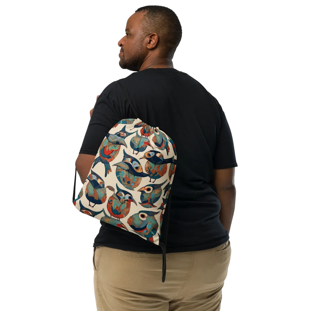 Ornithic Tapestry on Drawstring Bag — Front