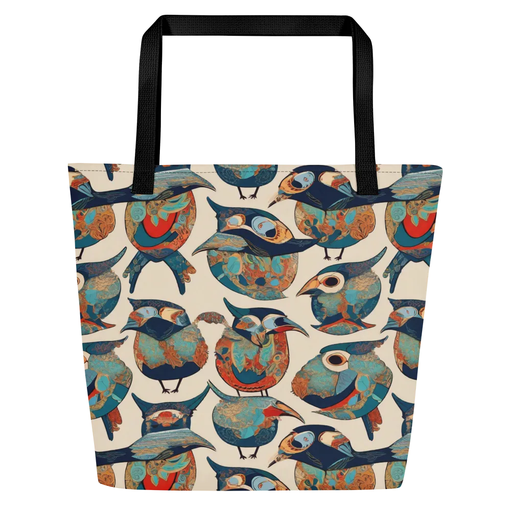 Ornithic Tapestry on Large Tote Bag W/ Pocket — Front