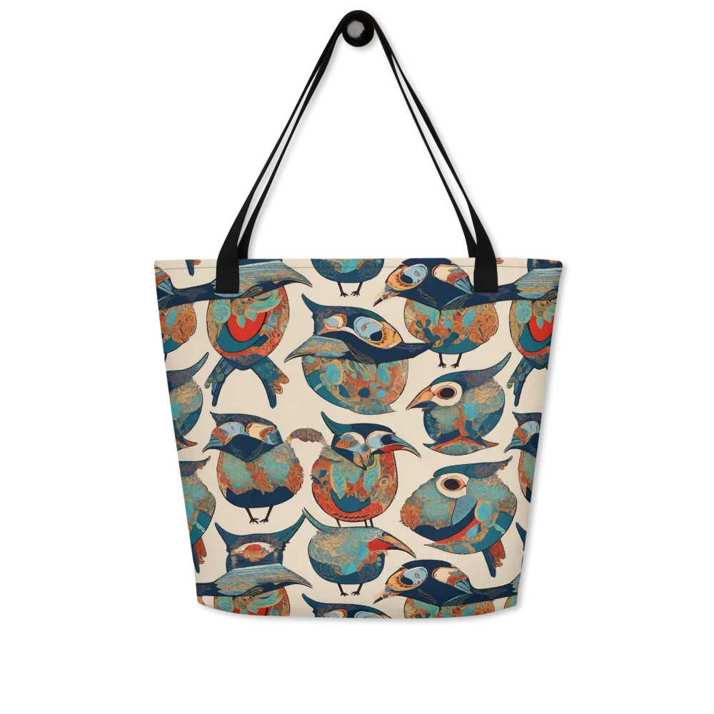 Ornithic Tapestry on Large Tote Bag W/ Pocket — Front