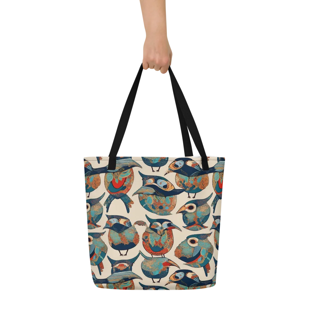 Ornithic Tapestry on Large Tote Bag W/ Pocket — Front
