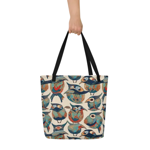 Ornithic Tapestry on a Large Tote Bag W/ Pocket