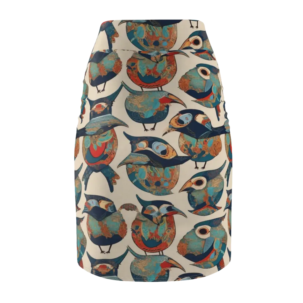 Ornithic Tapestry on Pencil Skirt — Back