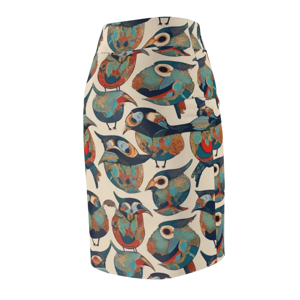 Ornithic Tapestry on Pencil Skirt — Back Side