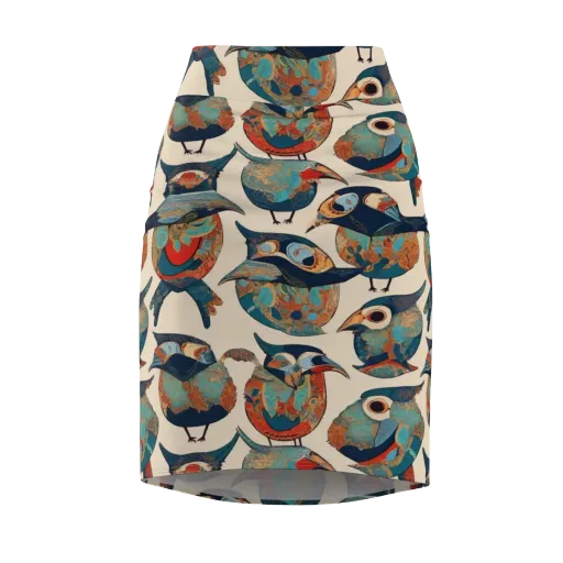Ornithic Tapestry on a Pencil Skirt