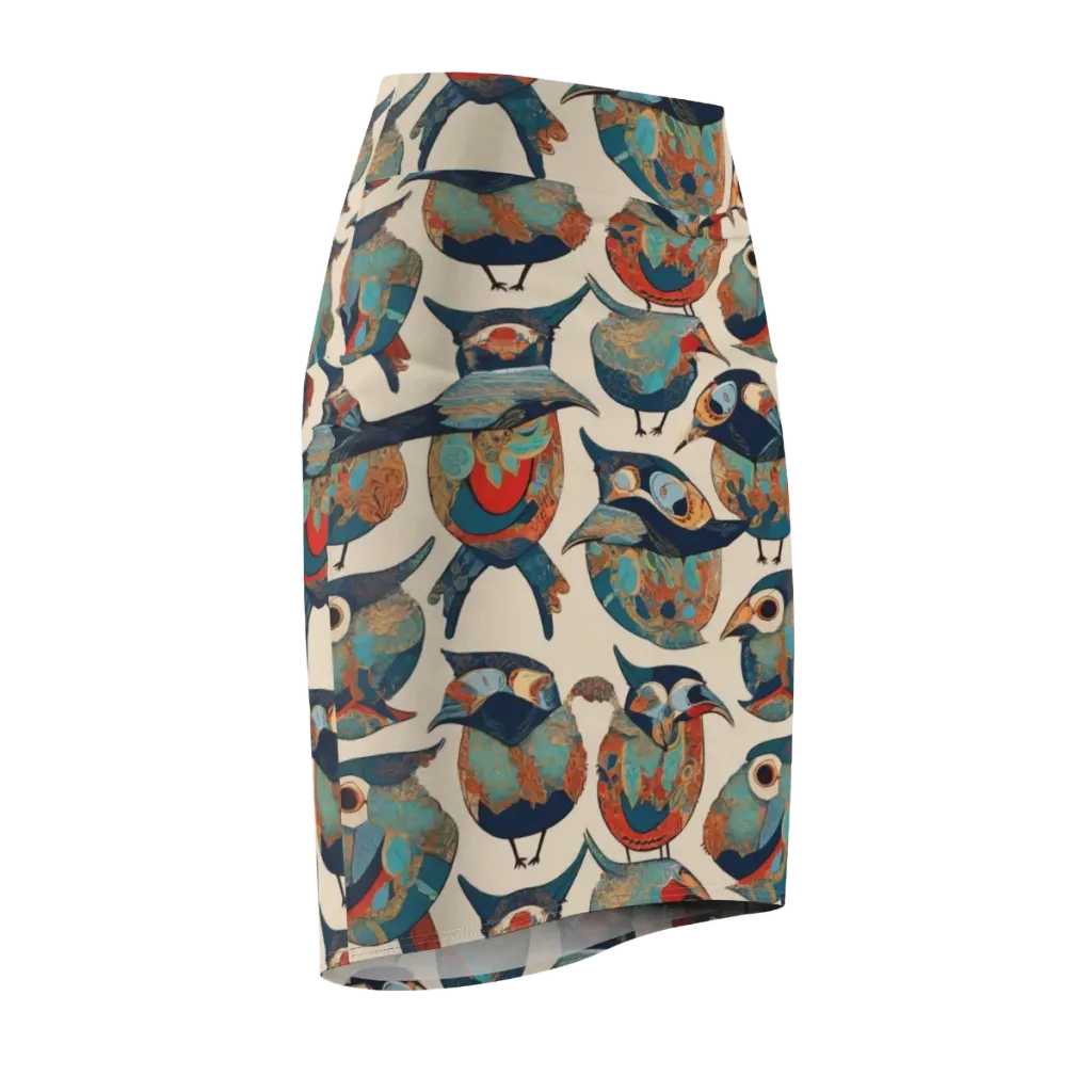 Ornithic Tapestry on Pencil Skirt — Front Side