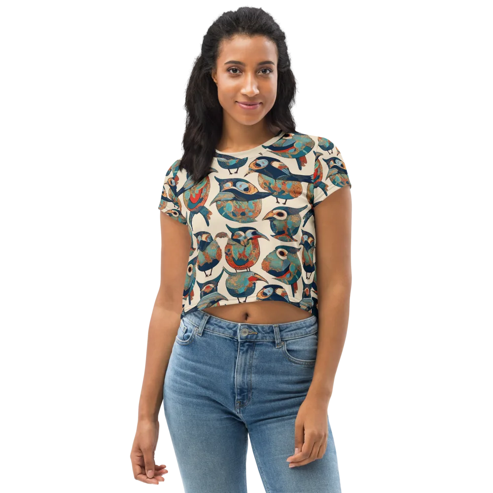 Ornithic Tapestry on Crop Tee — Front