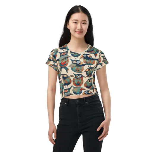 Ornithic Tapestry on a Crop Tee