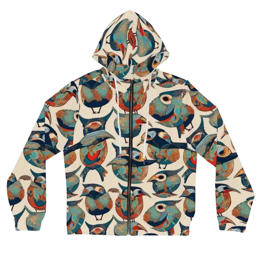 Ornithic Tapestry on a Women's Full-Zip Hoodie