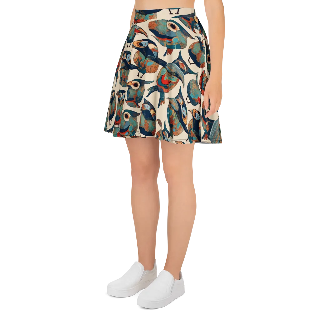 Ornithic Tapestry on Skater Skirt — Left