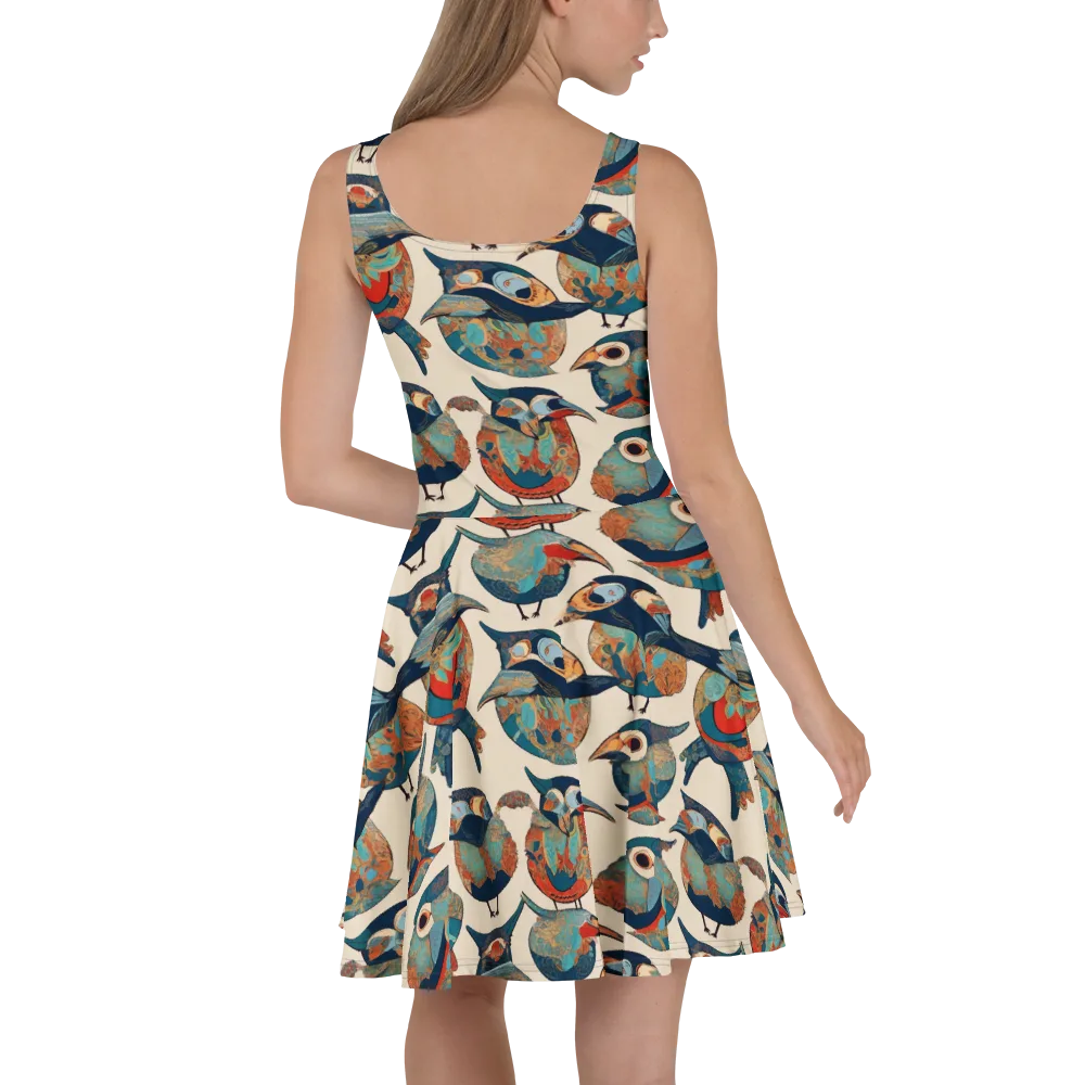Ornithic Tapestry on Skater Dress — Back