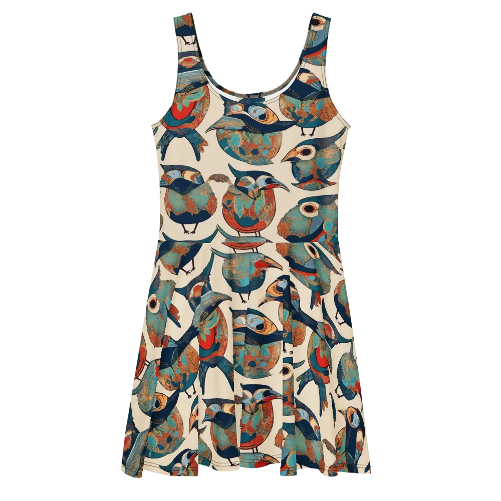 Ornithic Tapestry on Skater Dress — Front
