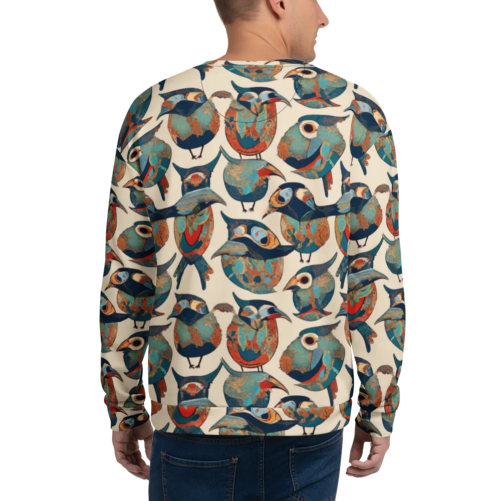 Ornithic Tapestry on Sweatshirt — Back