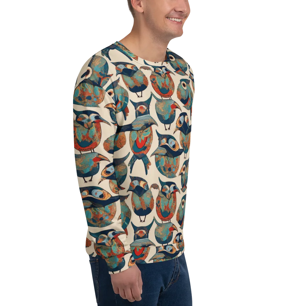Ornithic Tapestry on Sweatshirt — Right Front