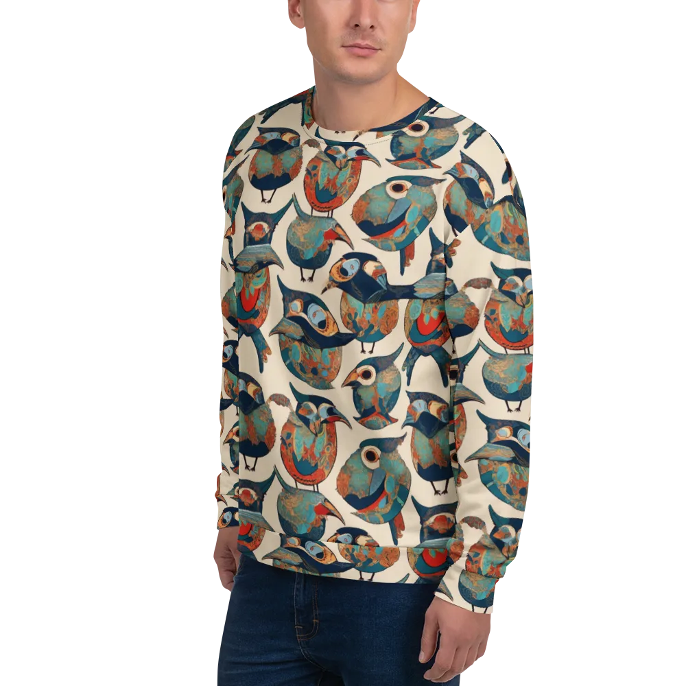 Ornithic Tapestry on Sweatshirt — Left Front