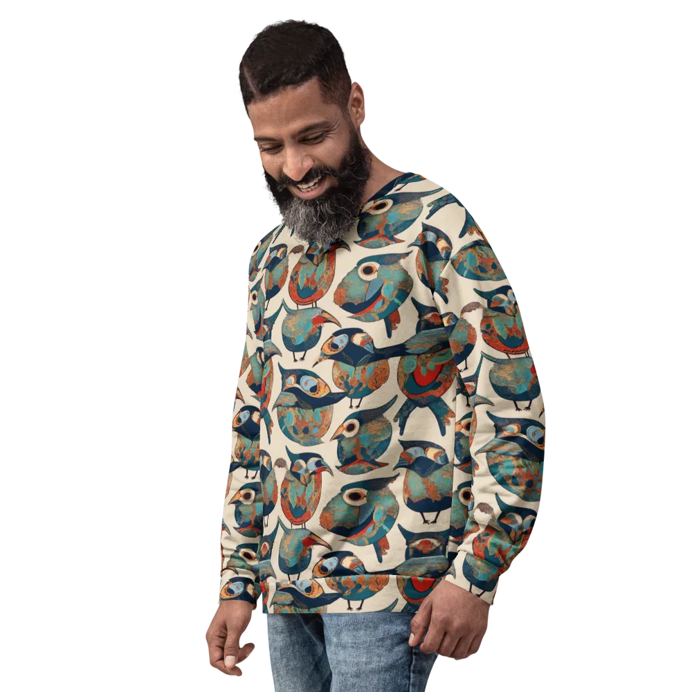 Ornithic Tapestry on Sweatshirt — Left Front