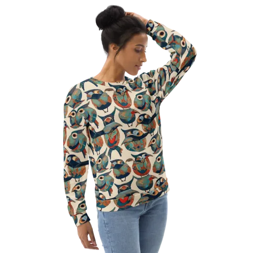 Ornithic Tapestry on a Sweatshirt