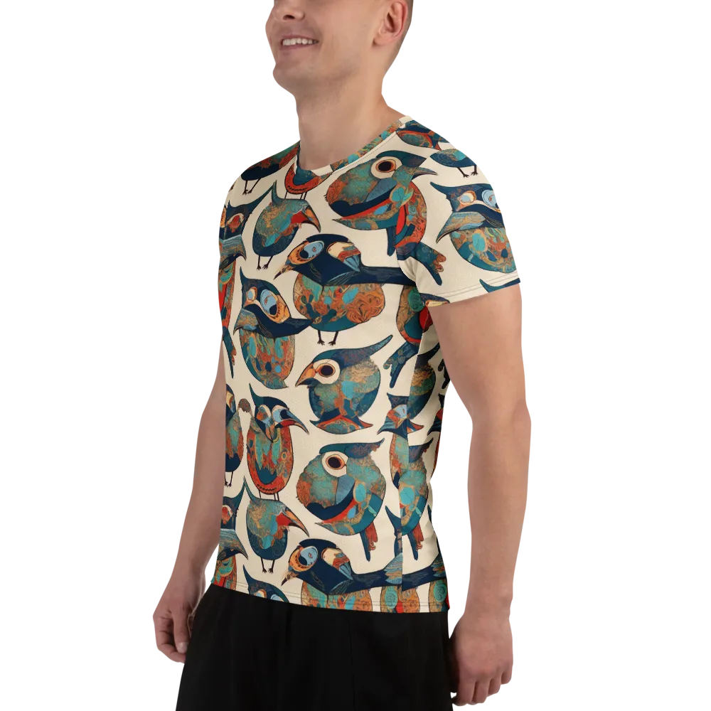 Ornithic Tapestry on Men's Athletic T-Shirt — Left