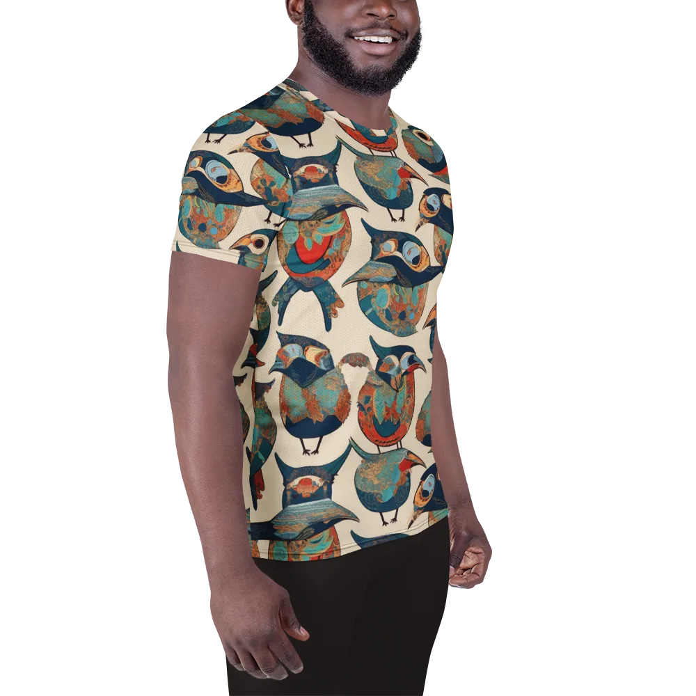 Ornithic Tapestry on Men's Athletic T-Shirt — Right