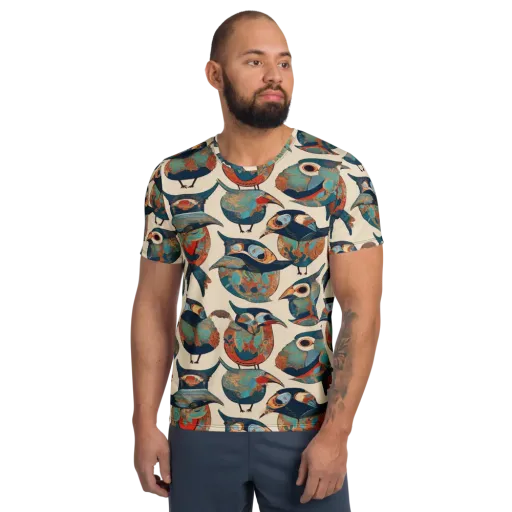 Ornithic Tapestry on a Men's Athletic T-Shirt