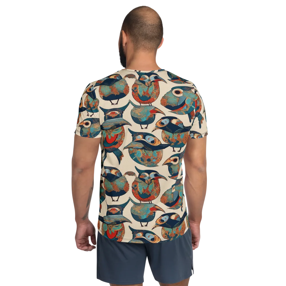 Ornithic Tapestry on Men's Athletic T-Shirt — Back