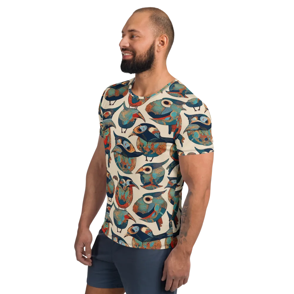 Ornithic Tapestry on Men's Athletic T-Shirt — Left