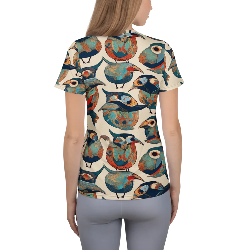 Ornithic Tapestry on Women's Athletic T-Shirt — Back
