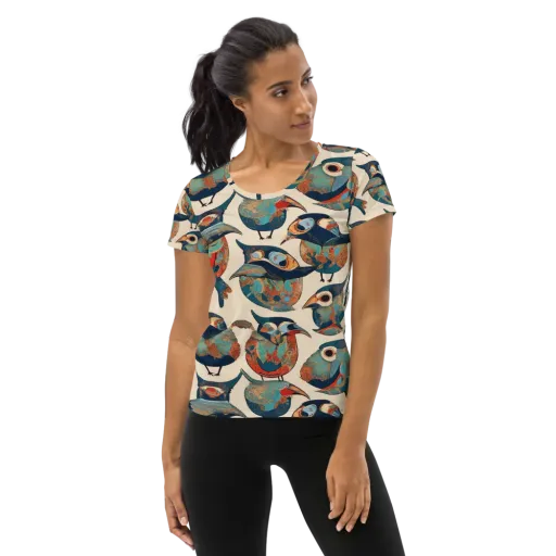Ornithic Tapestry on a Women's Athletic T-Shirt