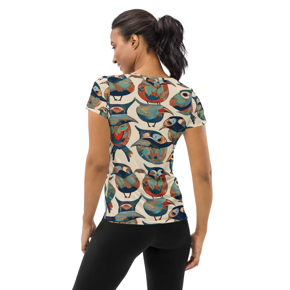 Ornithic Tapestry on Women's Athletic T-Shirt — Back