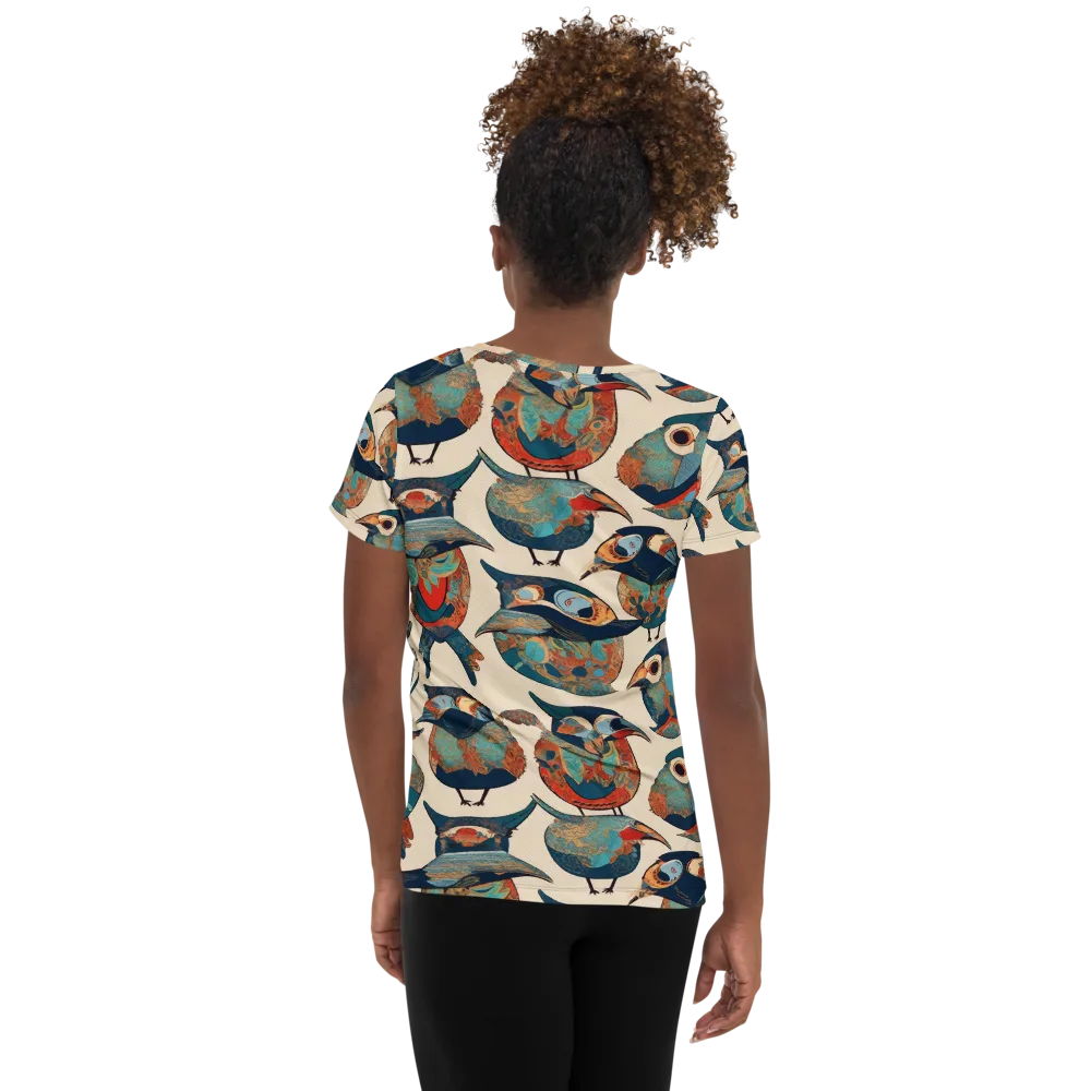 Ornithic Tapestry on Women's Athletic T-Shirt — Back