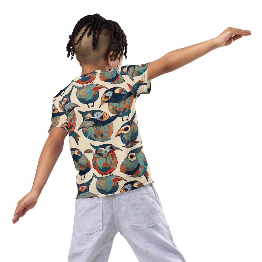 Ornithic Tapestry on Kids Crew Neck T-Shirt — Back