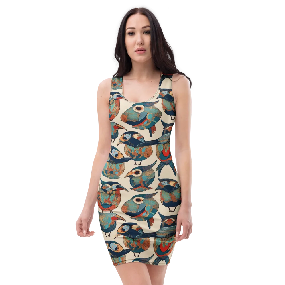 Ornithic Tapestry on Bodycon Dress — Front