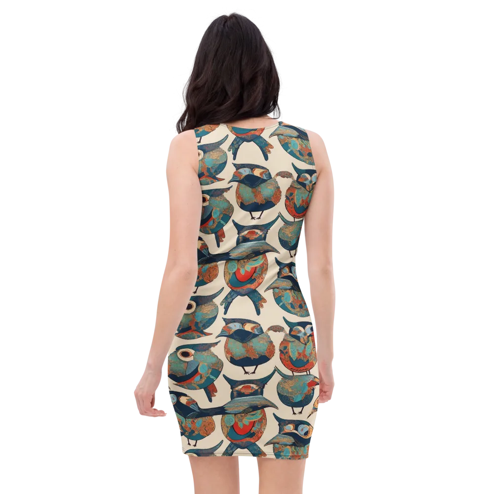 Ornithic Tapestry on Bodycon Dress — Back